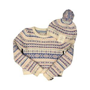 Cupcakes and Cashmere Kids Fair Isle Sweater and Hat Set NWT Size M 7-8